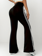 High-Waist Flared Pants – Sporty Side Stripe Streetwear