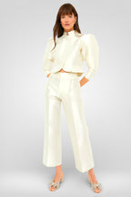 Structured Satin Peplum Blouse