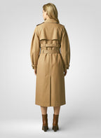 Damen-Trenchcoat mit Gürtel und doppelter Knopfleiste – Lange, schmal geschnittene Herbstjacke