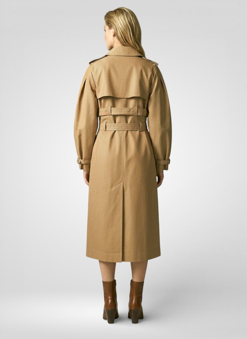 Women's Belted Double-Breasted Trench Coat – Long Slim Fit Autumn Jacket