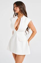 Sleeveless V-Neck Mini Dress – Chic High Waist Evening Wear