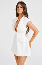 Sleeveless V-Neck Mini Dress – Chic High Waist Evening Wear