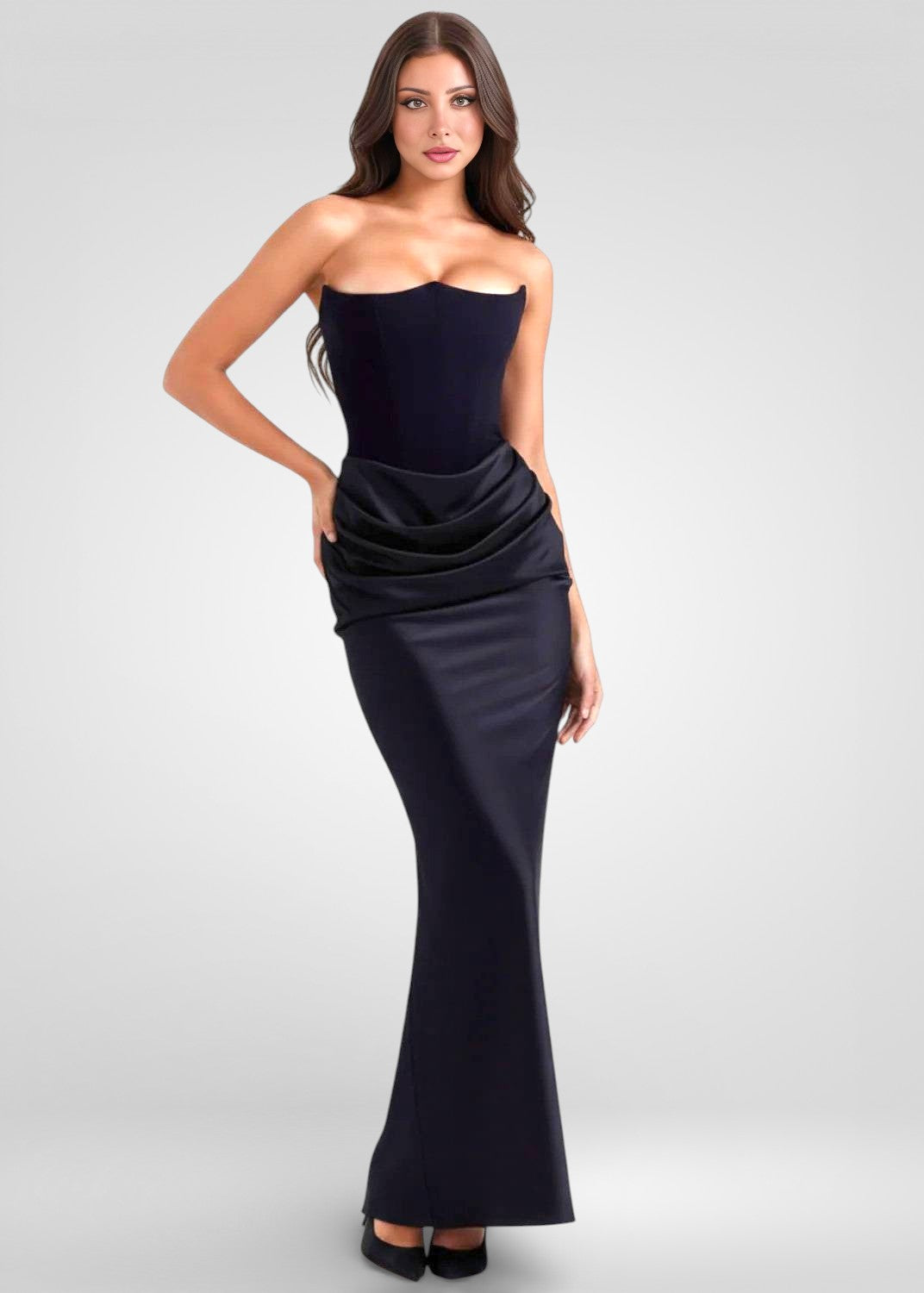 Strapless Backless Mermaid Gown – Ruched Slim Fit Summer Party Dress