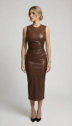 Sleek Synthetic Leather Maxi/Mini Dress