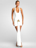 Minišaty s kovovým květovým lemováním