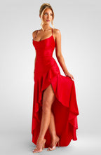 Strapless Asymmetrical Backless Midi Dress