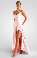 Strapless Asymmetrical Backless Midi Dress