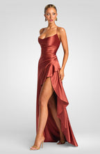 Strapless Asymmetrical Backless Midi Dress