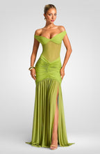 Off-Shoulder Halter Split Maxi Dress