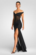 Off-Shoulder Halter Split Maxi Dress