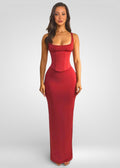 Elegant Square Neck Corset Maxi Dress