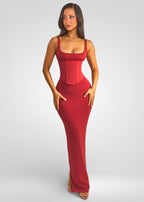 Elegant Square Neck Corset Maxi Dress