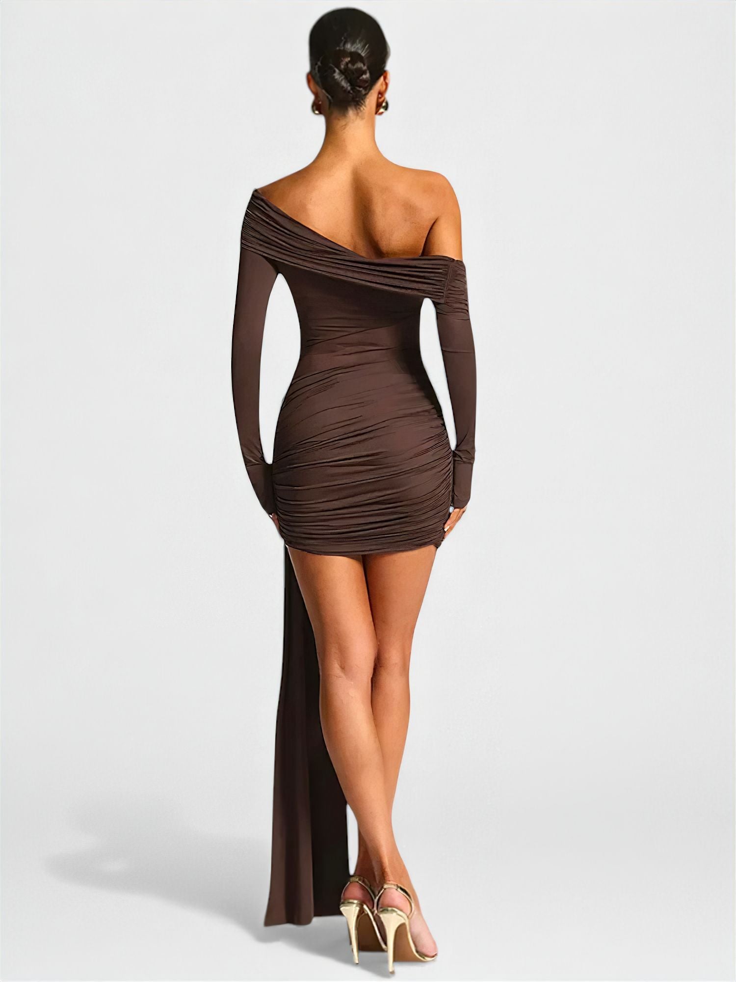 Off-Shoulder Sheer Mini Party Dress