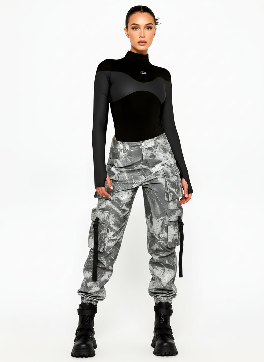 Top negro sexy de patchwork