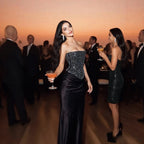 Women's Sequin Crop Top & Satin Maxi Skirt Set