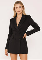Women's Gold Sequin Blazer -Black
