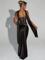 Women's Sequin Crop Top & Satin Maxi Skirt Set