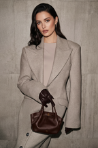 Elegant Wool-Blend Maxi Coat with Belt - Light Grey