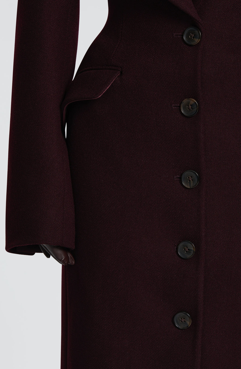Elegant Wool-Blend Maxi Coat with Belt - Plum