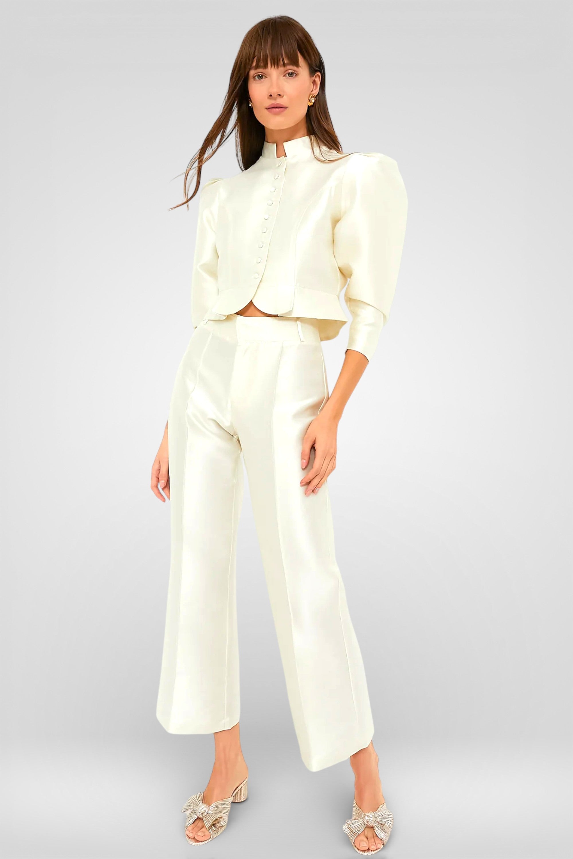 Structured Satin Peplum Blouse